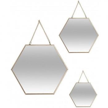 Lot de 3 miroirs héxa métal chaine atmosphera