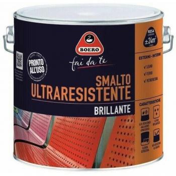 SMALTO ULTRARESISTENTE BRILLANTE PER LEGNO E FERRO MARRONE 0,5L