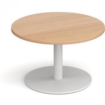 Monza Modern Circular Dining Table in Beech with White Base