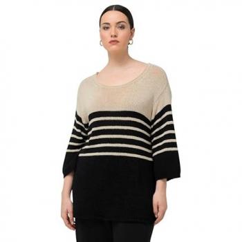 Ulla Popken Oversized Pullover, Damen, schwarz, Größe 50/52