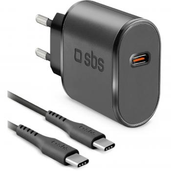 SBS Caricatore da Parete Tekittrtc15w 15W con Cavo USB C da 1 Metro, Nero