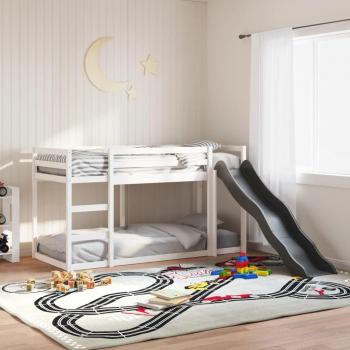 Vidaxl Bunk Bed with Slide and Ladder, White, 90x200 cm, Solid Wood Pine