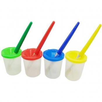 8 Pcs Assorted Color Paint Brushes with Spill-Proof Bottles for Kids