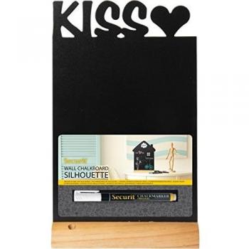 Kiss Table Chalkboard with Multi-Color Marker, 36 x 21 x 6 cm