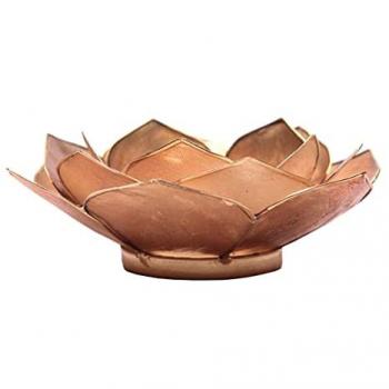 Support Bougie Lotus Doré et Beige fumé