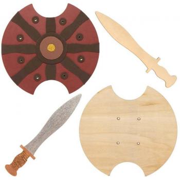 Gladiator Wooden Swords & Shields Creative Craft Kits (Pack of 2)