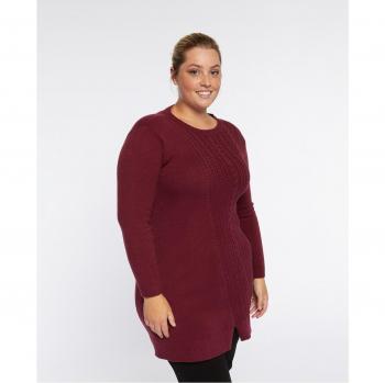 Jersey largo con detalles trenzados para mujer