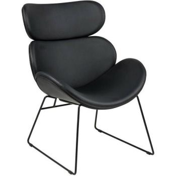 Sillón Norsica 168: Diseño Negro, Cuero Ecológico, Patas de Metal
