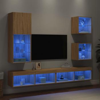 5-Piece Sonoma Oak Engineered Wood TV Unit with LED by vidaXL