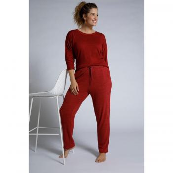 Pantaloni loungewear con tasche, Donna, Rosso, Taglia 56/58, Viscosa/Poliestere, Ulla Popken