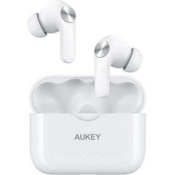 Auriculares AUKEY EP‑T28 “Black & White” con pantalla de duración y estuche cargador – 24 h