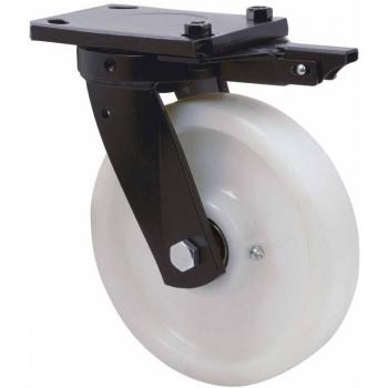 Alex Rueda giratoria serie HLB-FT con bloqueo direccional y placa de nylon blanco