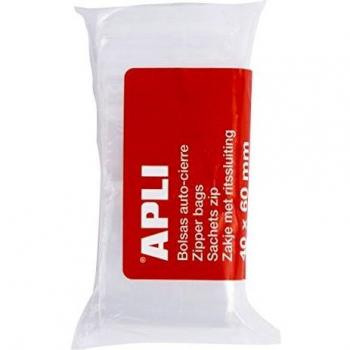 APLI 13247 Lot de 100 sacs en plastique avec fermeture automatique 40 x 60 mm