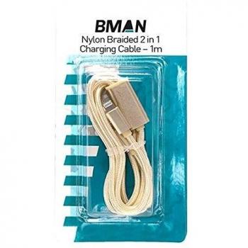 BMAN 2-IN-1 CABLE NYLON BRAIDED 1M
