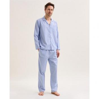 Pyjama longueuilé col smoking coton