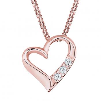 DIAMORE Damen Halskette mit Herz und Diamant in 925 Sterling Silber