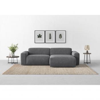 TRENDMANUFAKTUR L‑Sofa Braga in Dunkelgrau – 255 cm × 72 cm × 160 cm