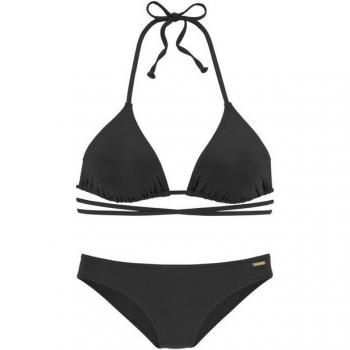 Bruno Banani Triangel-Bikini mit langem Bindeband in Schwarz