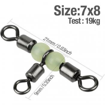 20pcs Luminous Ball Bearing Swivels for Sea Fishing