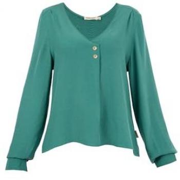 Suri Frey Deep Sea V‑Neck Top – Long Sleeve, XL Women