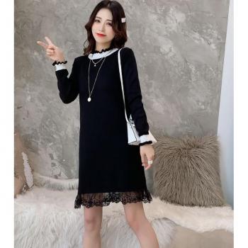 Loose Bottom Skirt Maternity Dress with Thick Knit Sweater