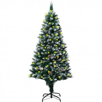 Artificial Pine Cone Christmas Tree with Snow and LEDs
