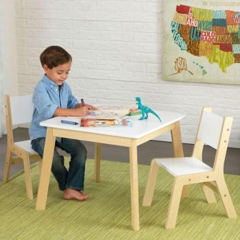 Modernes Tisch-Set mit 2 Stühlen (WeiÃ)