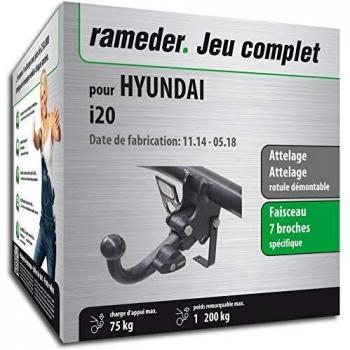 Pack attelage rotule démontable pour Hyundai i20 II + Faisceau 7 Broches