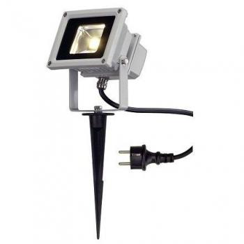 SLV Außenlichtstrahler 10 W – 100 Grad – IP65 – Warmweiß/Silber