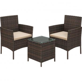 Ensemble Extérieur SONGMICS, Table et Chaises, Marron et Taupe