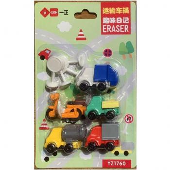 5pcs Mini Cartoon Vehicle Eraser Set