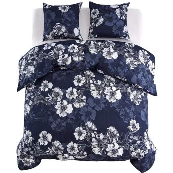 Copriletto floreale 240/220 × 80/80 cm Blu Profondo