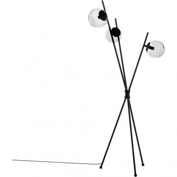 Lampe sur pied Sotiana, 3 lampes en verre, noir