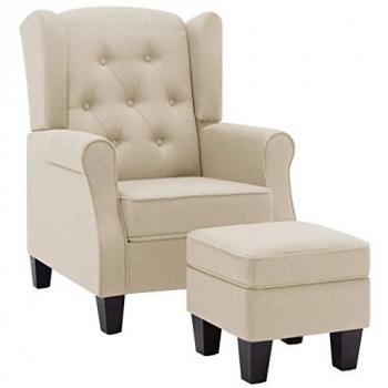 Fauteuil de Salle de Séjour Crème Tissu