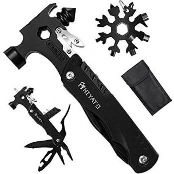 HIYATO Outdoor‑Multitool 34‑in‑1 – mit Klauenhammer, Schneeflocken‑Werkzeug