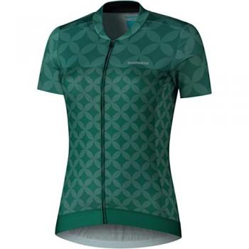 SAGAMI Damen Kurzarm Zip-Jersey, Grün