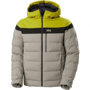 Helly Hansen Men's Bossanova Puffy Ski Jacket with Hood Beige/Neon Green XL