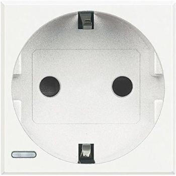 Prise Schuko blanche à double module, 16A/250V, protection SL (HD4141W)