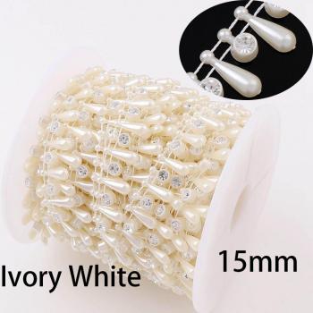 1 Yard Wedding Dress Jewelry Chain with Cute Eyes Cherry Pearls
