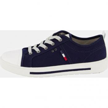 Sneakers in Tela Blu con Effetto Pelle, Donna, Taglia 38, Larghezza H