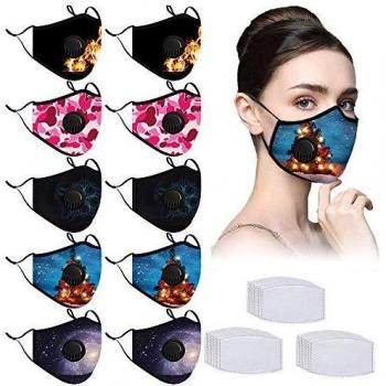 Festive Reusable Bandanas + 30×Carbon Filters