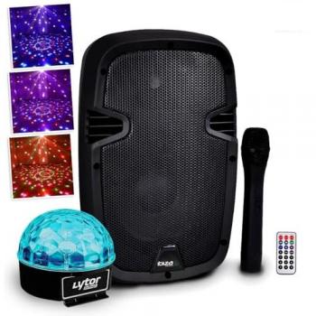 Enceinte DJ Autonome 8/20cm 300W avec Connexions USB/SD/BT + Micro VHF Hybrid8VHF-BT + Éclairage RVB