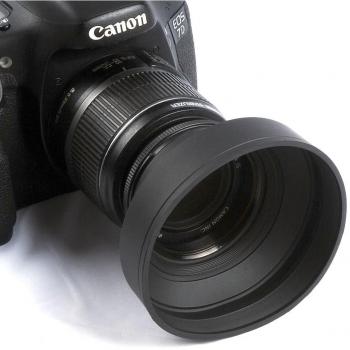 Pare-soleil 3 niveaux en caoutchouc pour objectifs Sony Canon Nikon 49mm à 77mm