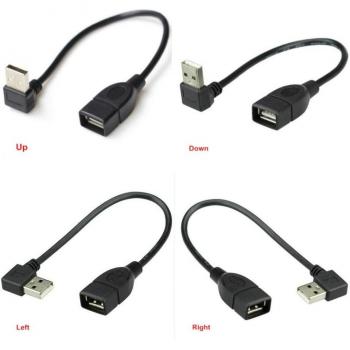 Cable de Extensión USB 2.0 (A → A) 10-20 cm – 90° Derecho/Izquierdo/Abaixo