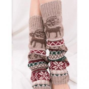 Indoor Deer Pattern Leg Warmers