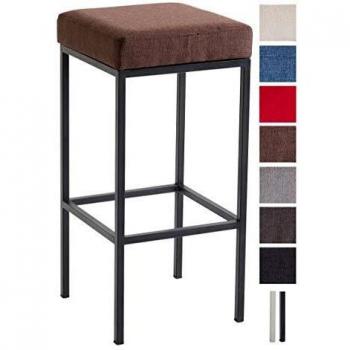 Robuster Barstuhl Newark 80 – Stahlgestell schwarz, Stoffbezug Braun