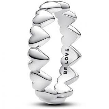 Pandora Damenring Reihe von Herzen aus Sterling Silber Größe 58