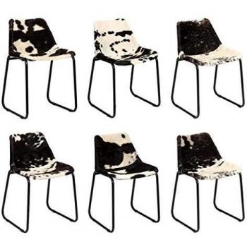 Sillas de Comedor 6 Piezas de Cuero de Cabra
