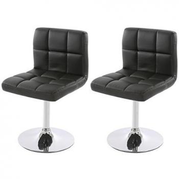 Mendler Lounge Rotanti, 49x45x80 cm, ecopelle nera – Kit di 2 sedie