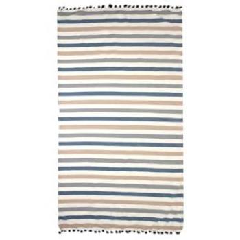 Fouta Mare Multicolore Rigata con Fantasia Leopard e Pesci Jeans-Grigio